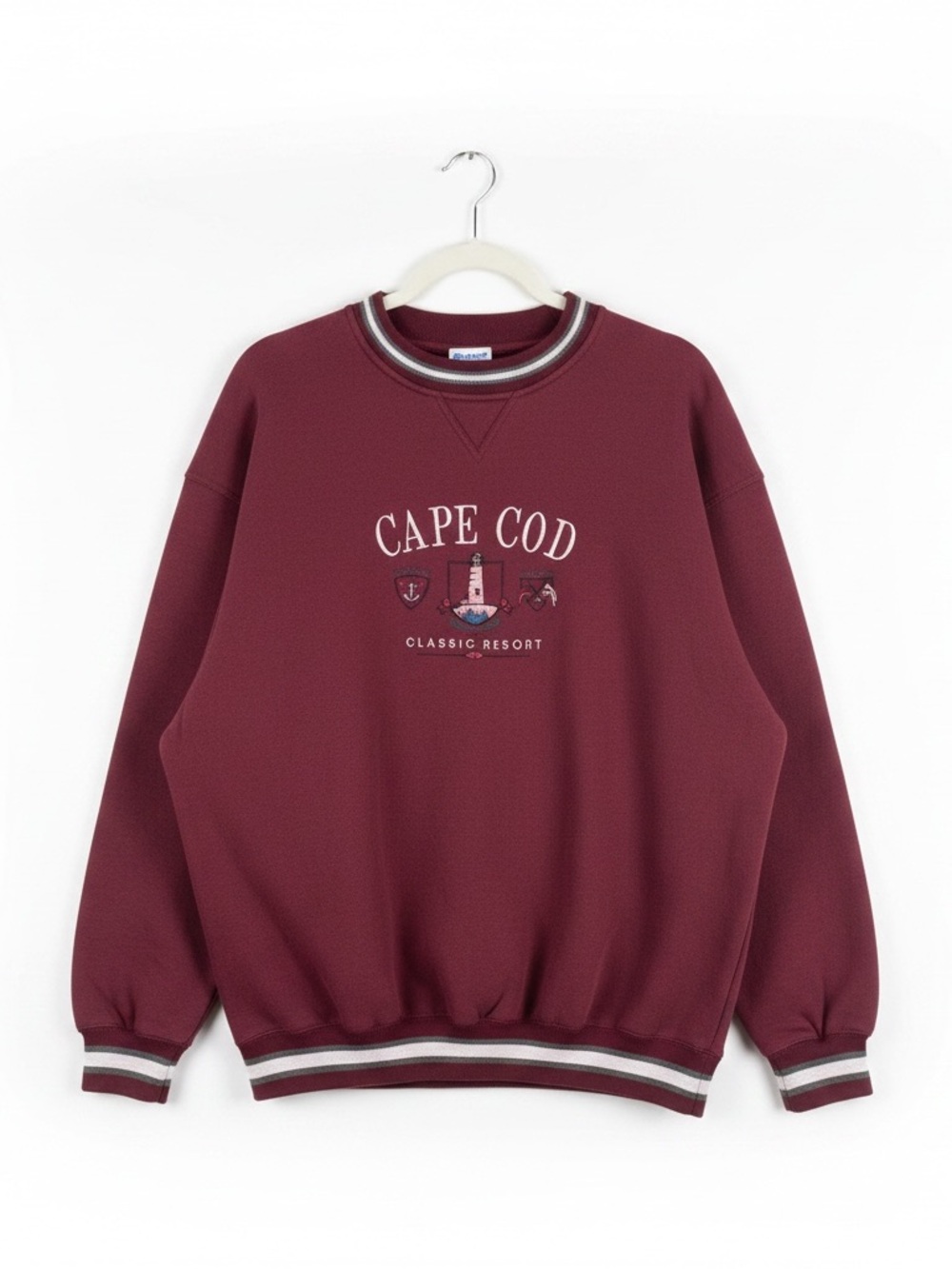 Cape Cod Classic Resort Maroon Embroidered Crewneck Sweatshirt xl
